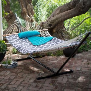 Algoma Cotton Rope Hammock with Metal Stand Deluxe Set