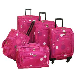 American Flyer 5 Piece Luggage Fireworks Pink Spinner Set