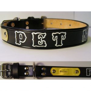 Haigler and Wallace Personalized Leather Collar with Name Plate