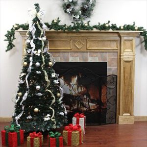 Northlight 6′ Clear Lights Pop Up Decorated Silver/Gold Artificial Christmas Tree