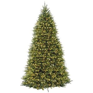 12-Feet National Tree Dunhill Fir Clear Lights Hinged Christmas Tree