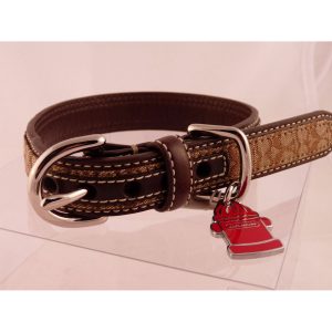 Coach Khaki and Mahogany Signature Dog Collar