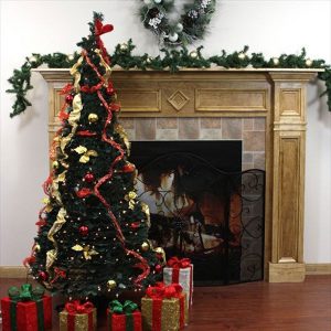 Northlight 6′ Clear Lights Pop Up Decorated Red/Gold Artificial Christmas Tree