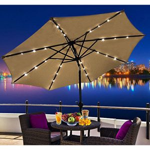 Outdoor Patio Umbrella with Solar Powered Lights by BCP