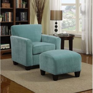 Park Avenue Velvet Traditional Arm Chair and Ottoman