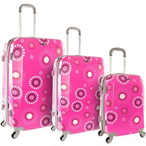 Rockland 3 Piece Vision Pink Luggage Set