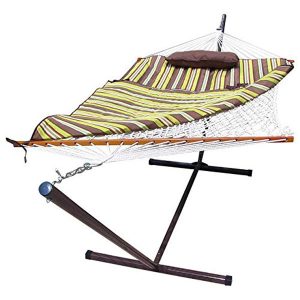 Sunnydaze Desert Stripe Rope Hammock Combi with Stand