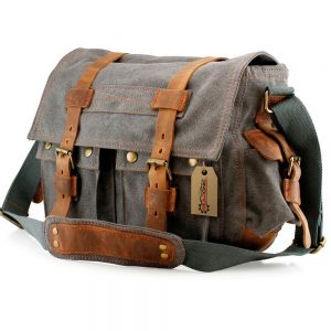 Gearonic Vintage Canvas Leather Satchel For School