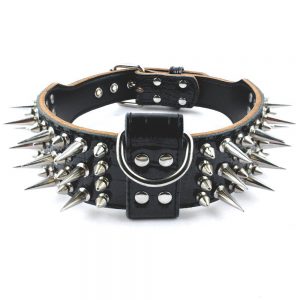 Pet Artist Luxurious Leather Sharp Spike Studded Dog Collar