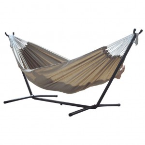 Vivere Double Sunbrella Hammock with Steel Stand